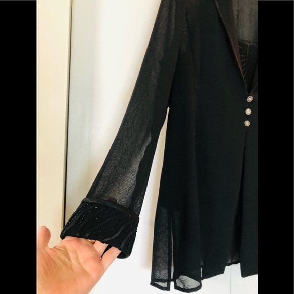 Eva Polini Couture Black Embroidered Jeweled Blazer & Top Sz 16  Lot of 2 items - Picture 4 of 16